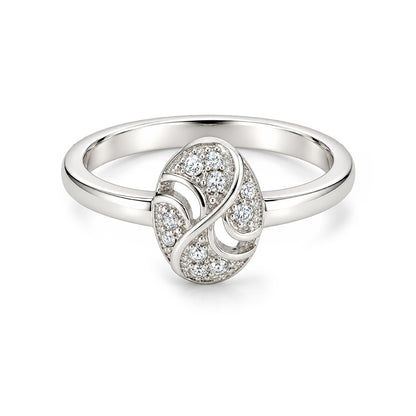 Classic Solitaire Bypass Sterling Silver Ring