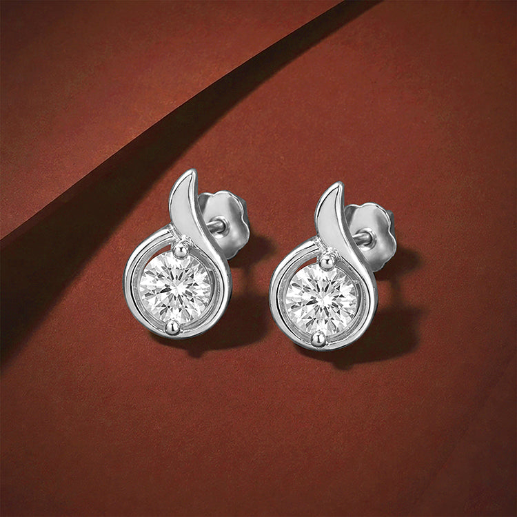 Classic Solitaire Curve 925 Sterling Silver Earrings for Women