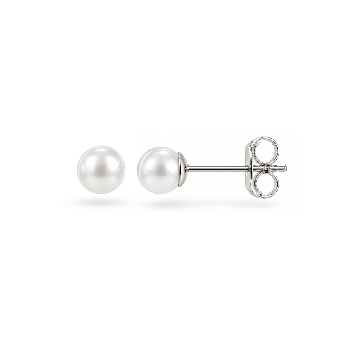 Classic Solitaire Pearl Sterling Silver Studs