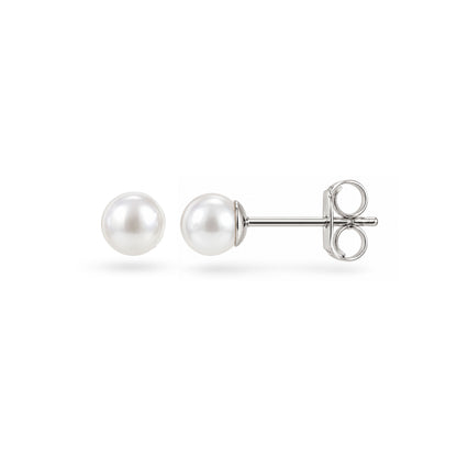 Classic Solitaire Pearl Sterling Silver Studs