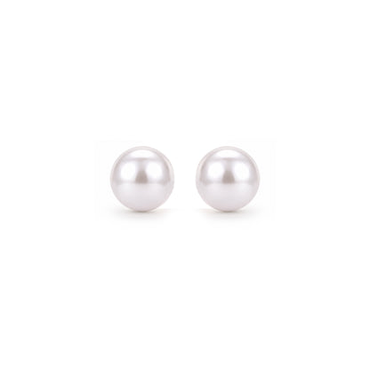 Classic White Pearl Rose Gold Sterling Silver Studs