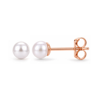 Classic White Pearl Rose Gold Sterling Silver Studs