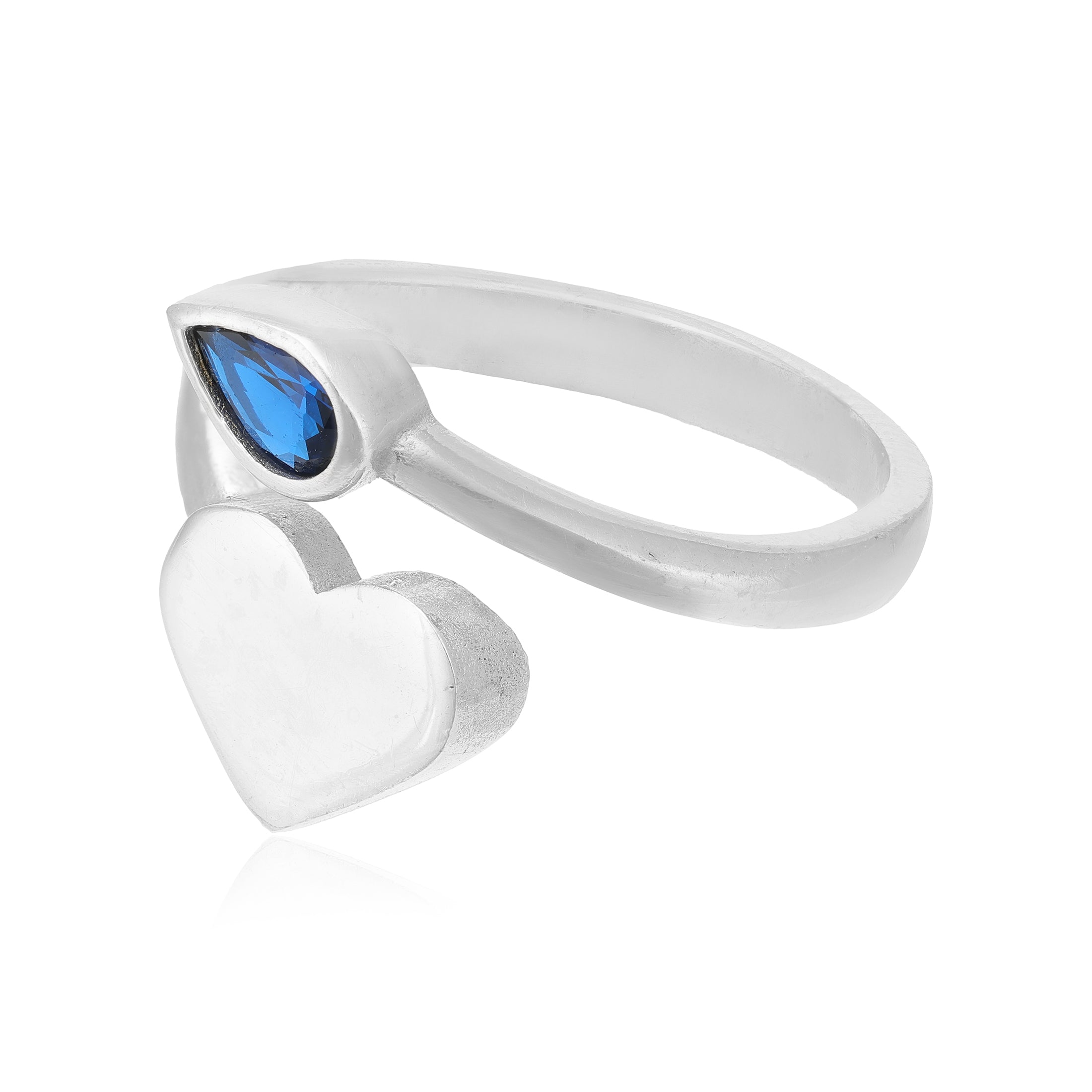 Classy Heart 925 Rhodium Blue Detail Ring