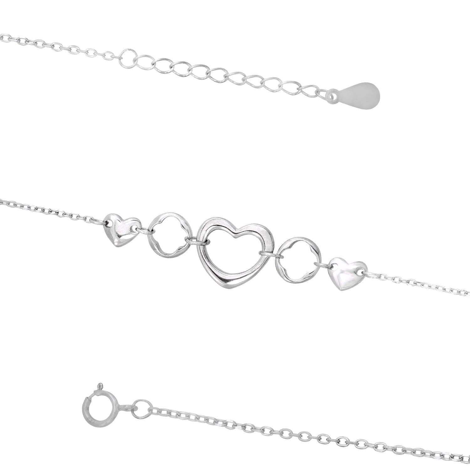 Clover Heart Fusion Rhodium Plated Bracelets