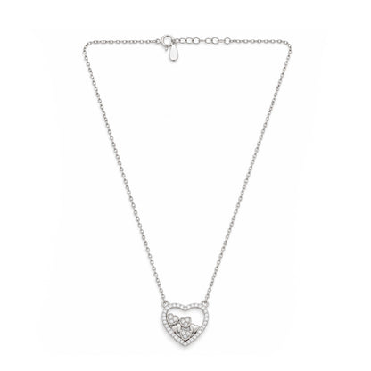 Cluster Floating Hearts Sterling Silver Chain Pendant