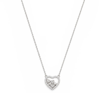 Cluster Floating Hearts Sterling Silver Chain Pendant