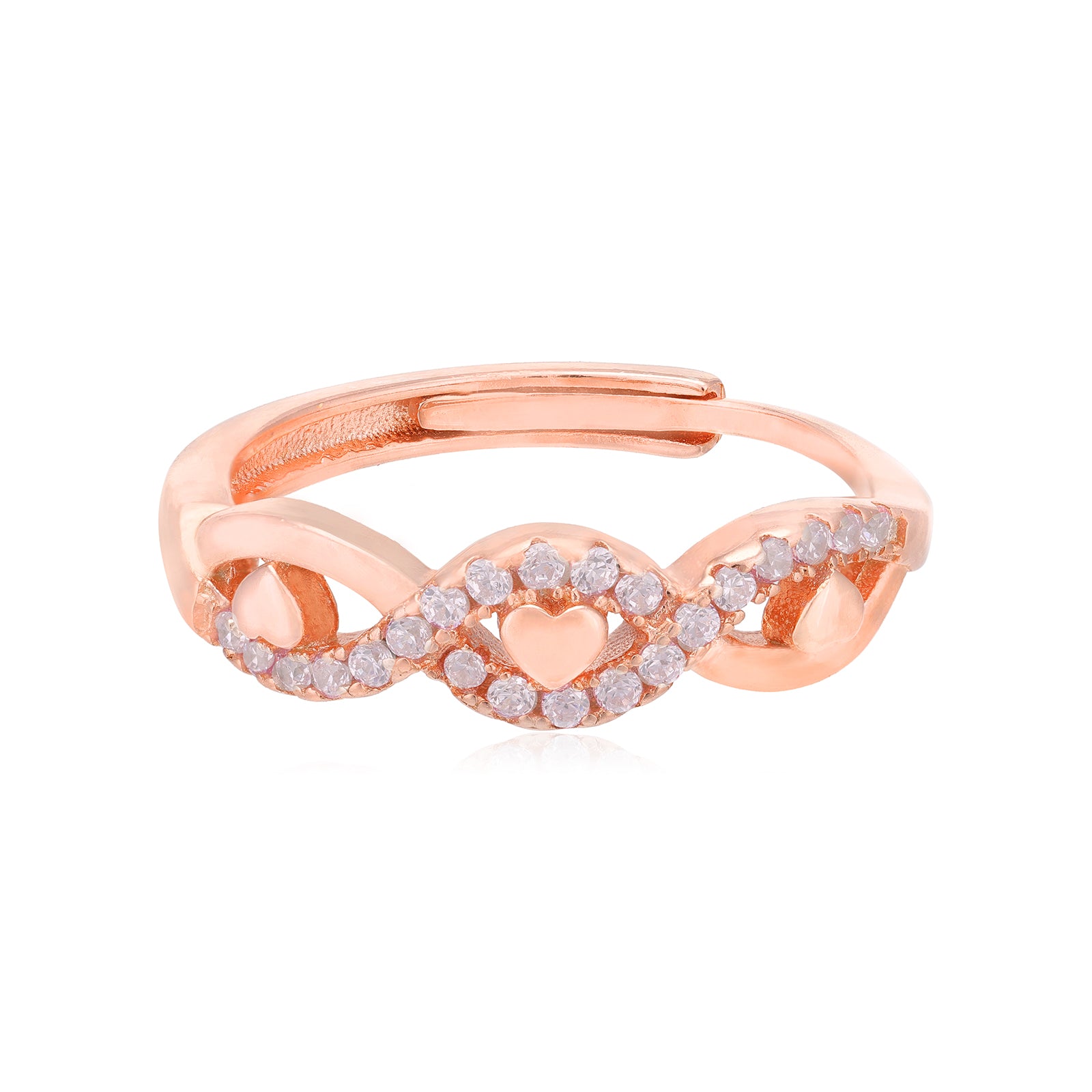 Clustered Rose Gold Plated Heart Motif Rings