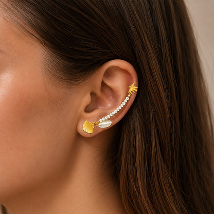 Coastal Star Charm 925 Sterling Silver Elegant Earring