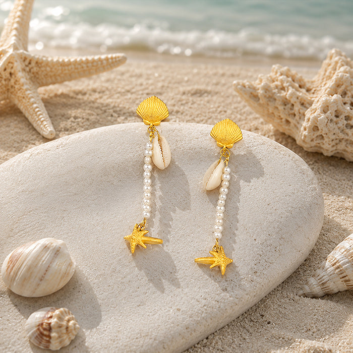 Coastal Star Charm 925 Sterling Silver Elegant Earring