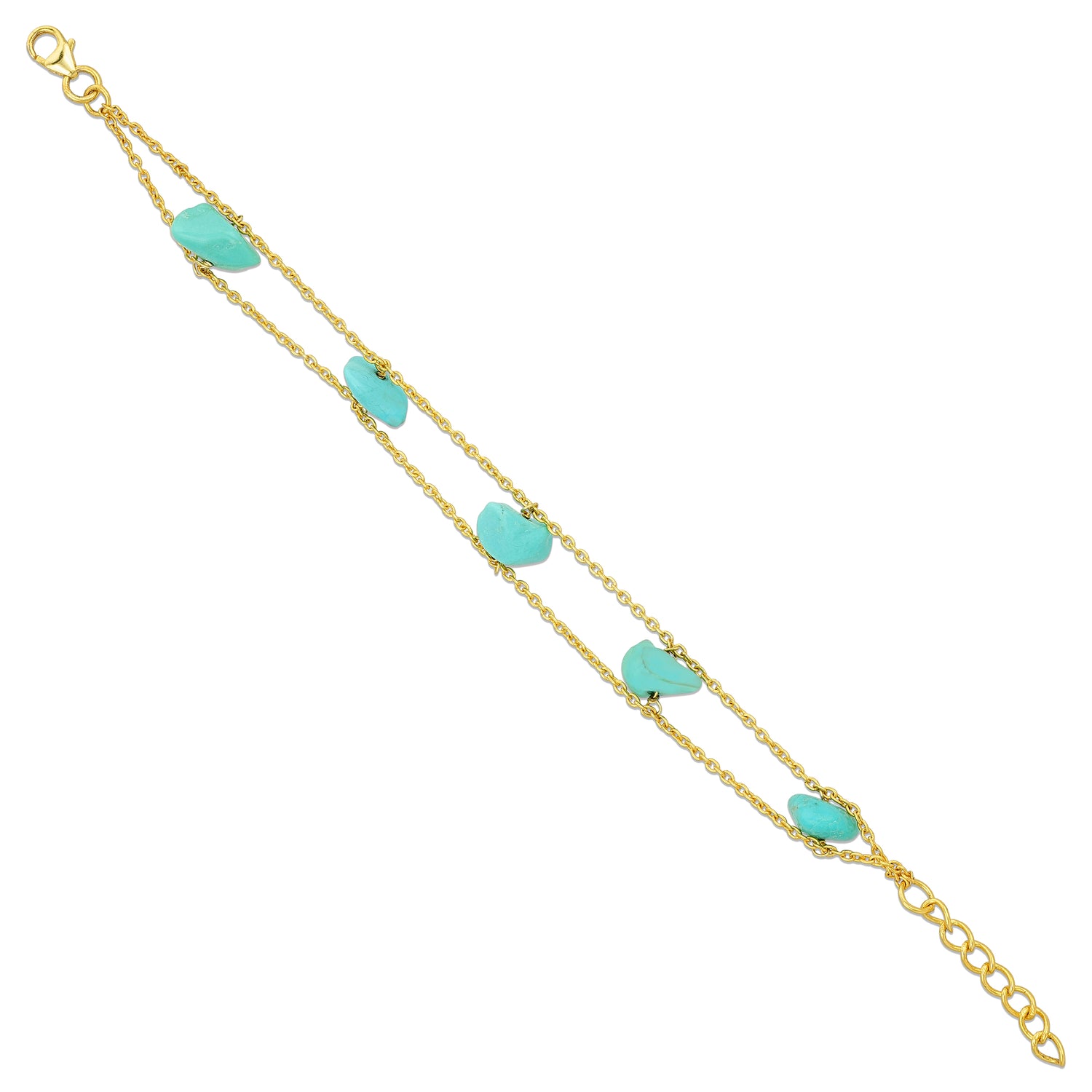 Coastal Turquoise Stone Golden Double Strand Bracelet