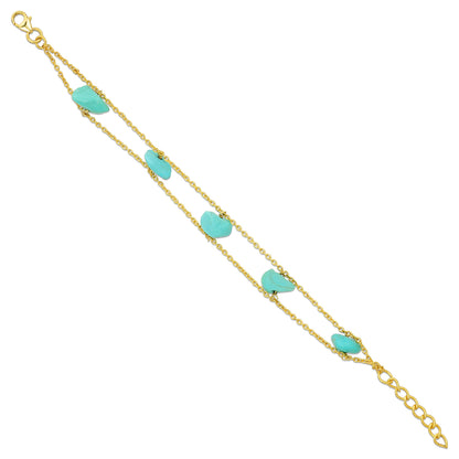 Coastal Turquoise Stone Golden Double Strand Bracelet