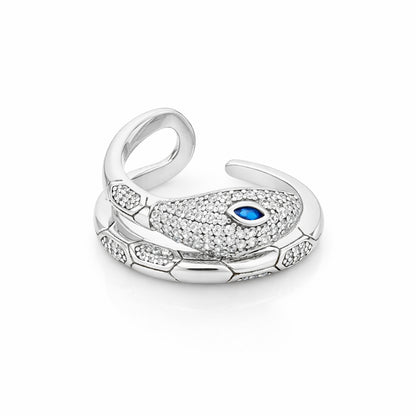 Silver peacock feather charm with a blue gemstone on a white background