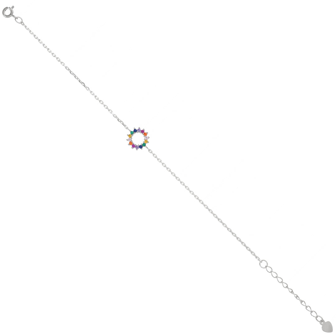 Colored Wheel Silver Bracelet