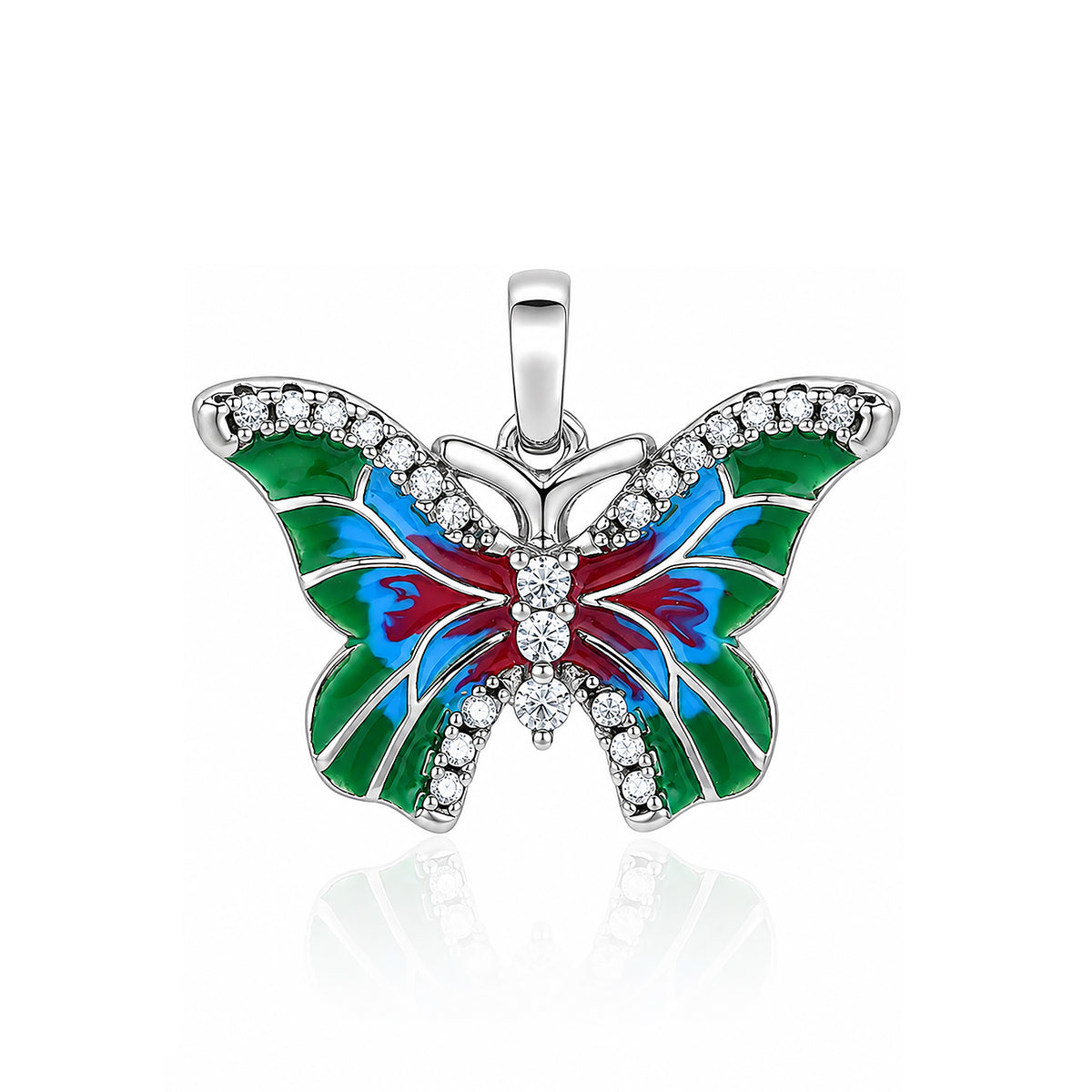 Colorful Enamel Butterfly Silver Pendant
