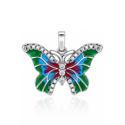 Colorful Enamel Butterfly Silver Pendant