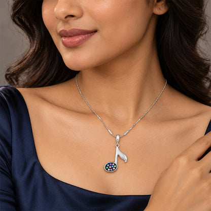 Colorful Musical Note Sterling Silver Pendant