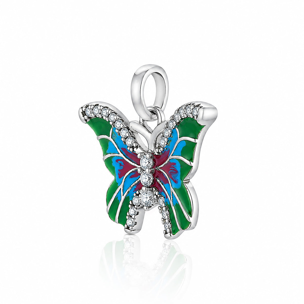 Colorful Enamel Butterfly Silver Pendant
