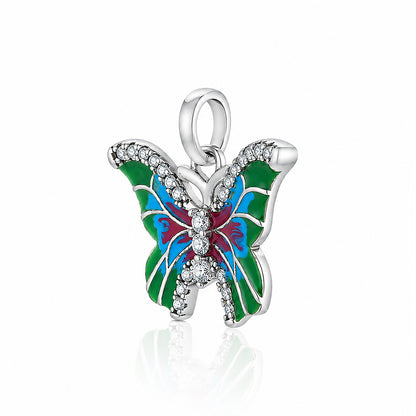 Colorful Enamel Butterfly Silver Pendant