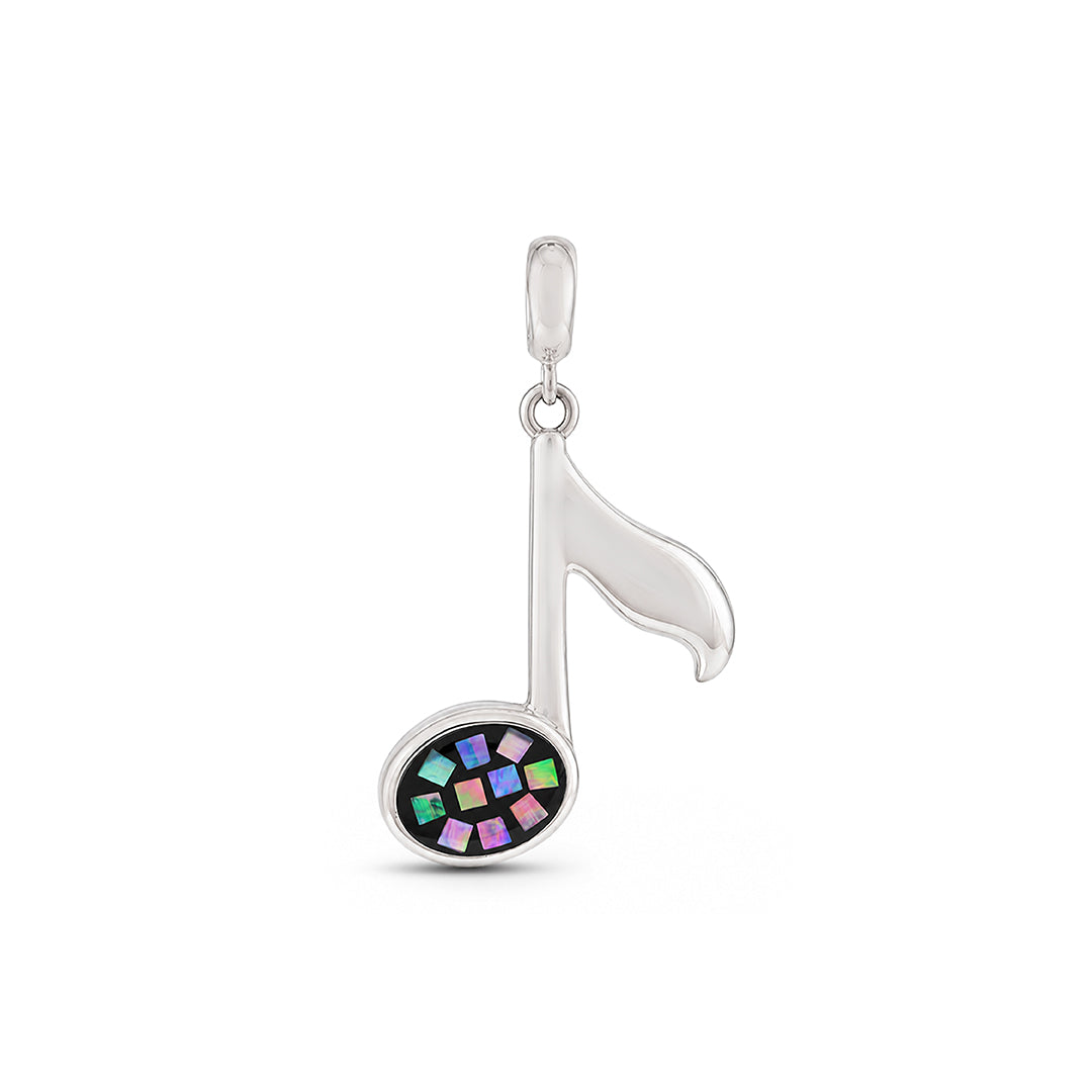 Colorful Musical Note Sterling Silver Pendant