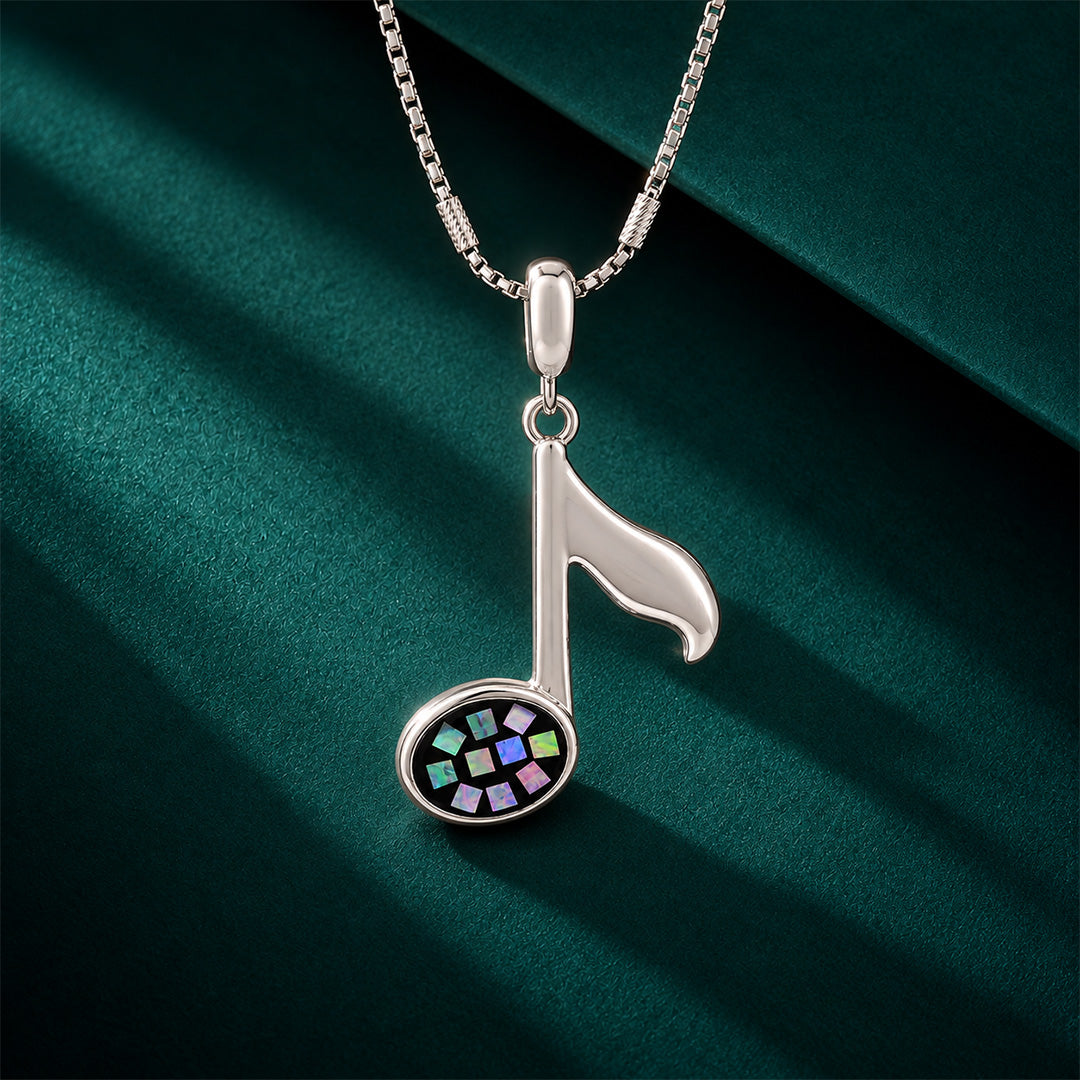 Colorful Musical Note Sterling Silver Pendant
