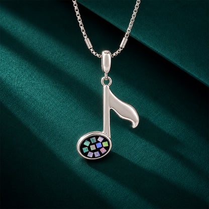 Colorful Musical Note Sterling Silver Pendant