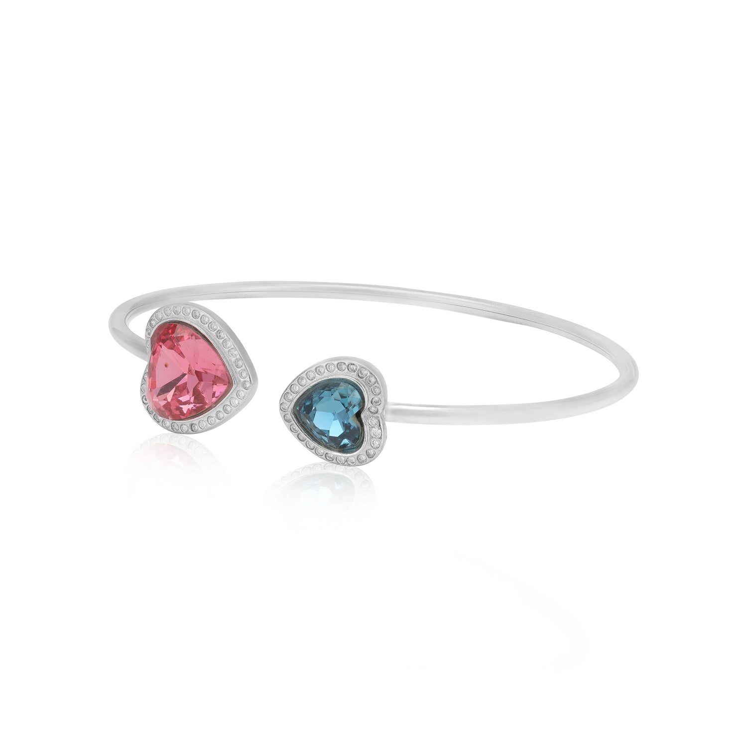 Colourful Hearts Rhodium Plated Red Blue Kada