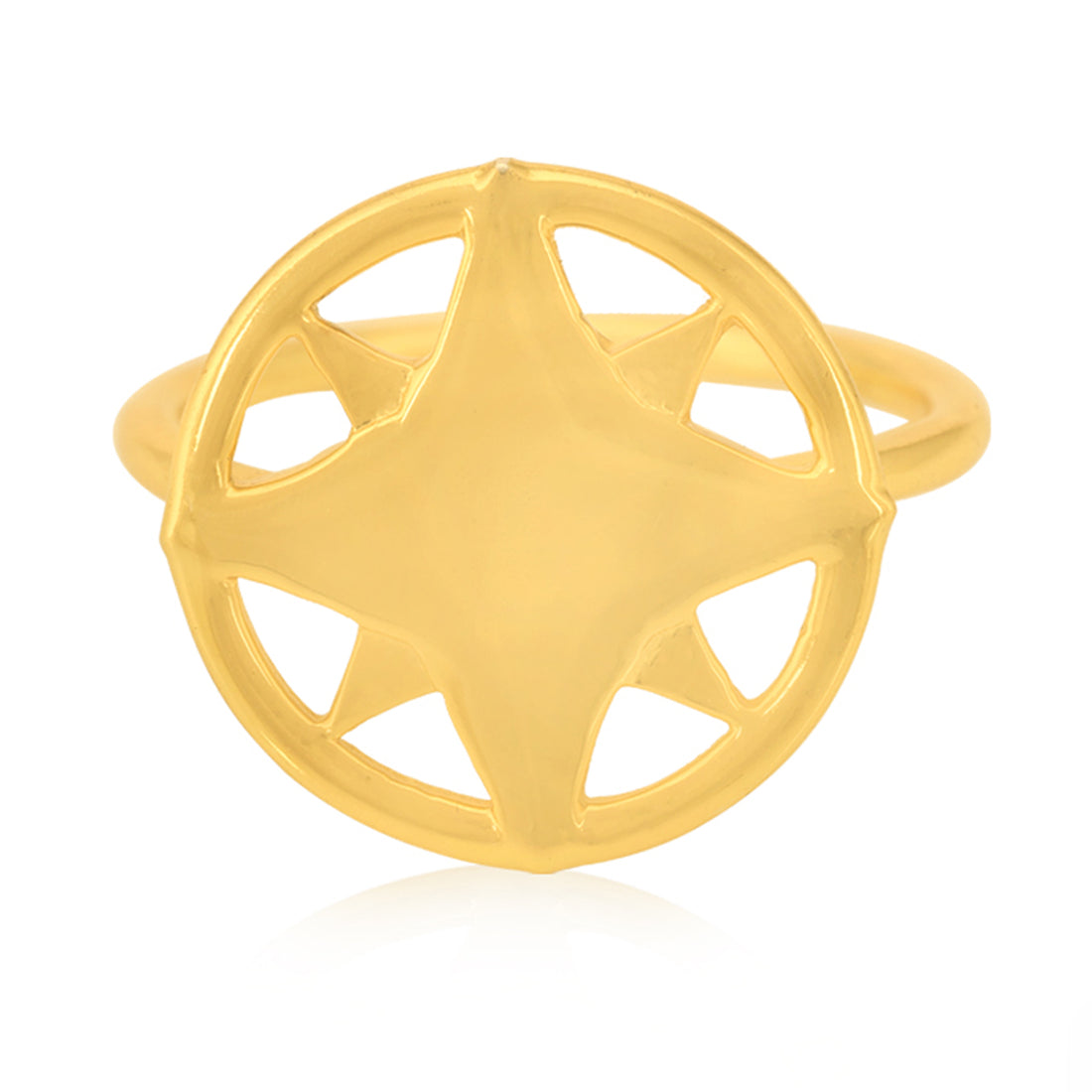 Compass Star Gold Plated Sterling Silver Ring