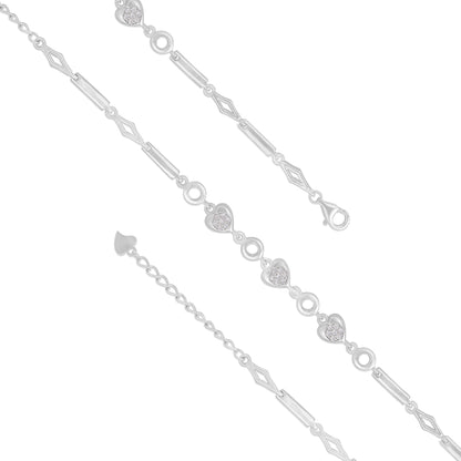 Connected Hearts Halo Rhodium 925 Bracelets