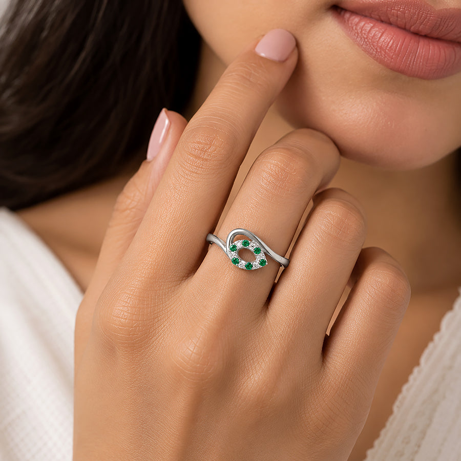 Contemporary Swirl 925 Sterling Silver Teardrop Ring for Women
