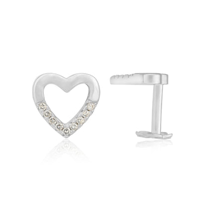 Contrast Heart 925 Rhodium Stud