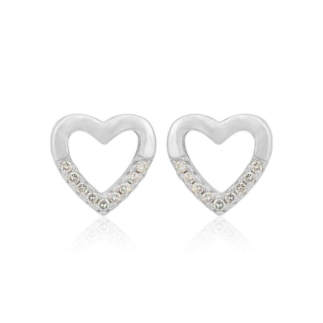 Contrast Heart Rhodium Plated Stud