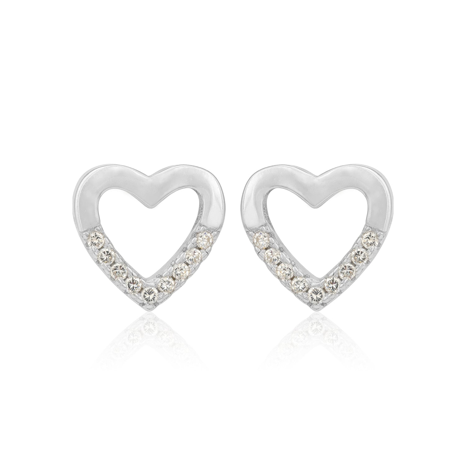 Contrast Heart Rhodium Plated Stud