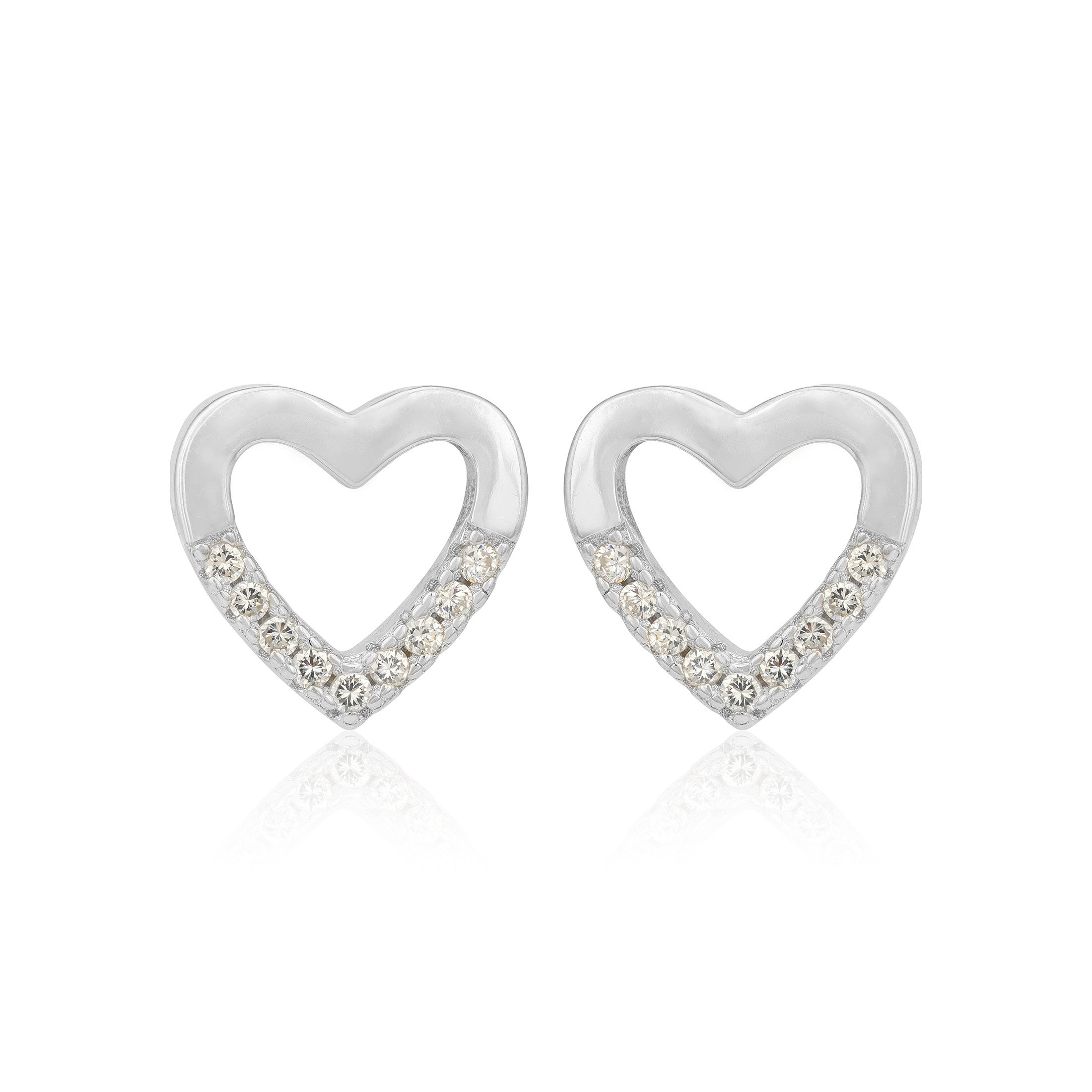 Contrast Heart Rhodium Plated Stud