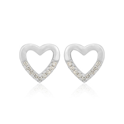 Contrast Heart Rhodium Plated Stud