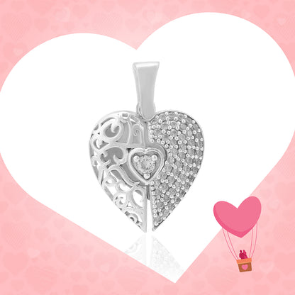 Contrast Rhodium Plated Unveiled Heart Pendants