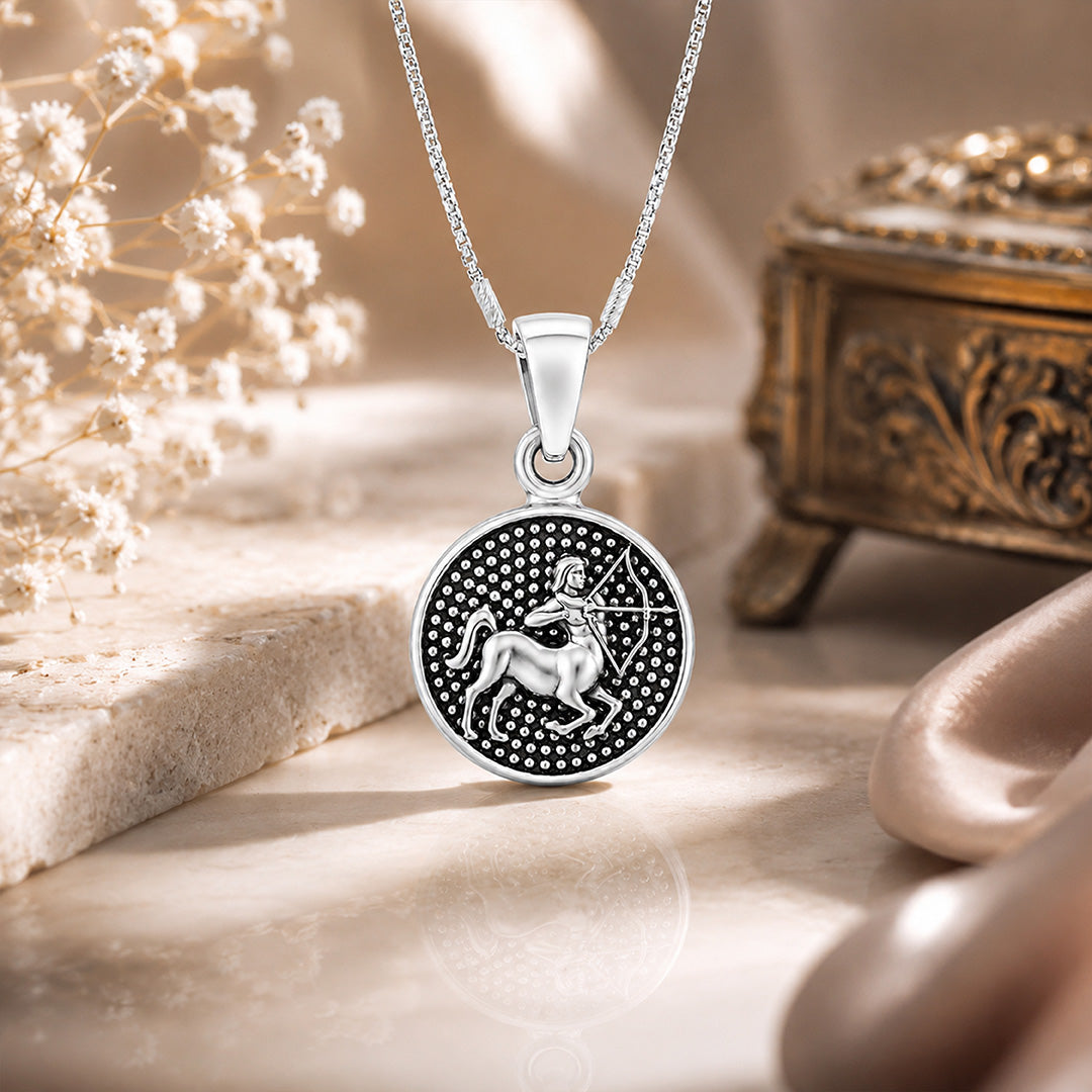 Cosmic Sagittarius Medallion 925 Sterling Silver Pendant  for women
