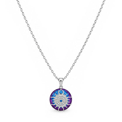 Cosmic Evil Eye Sun Medallion Sterling Silver Chain Pendant