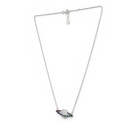 Cosmic Saturn Planet Sterling Silver Chain Pendant