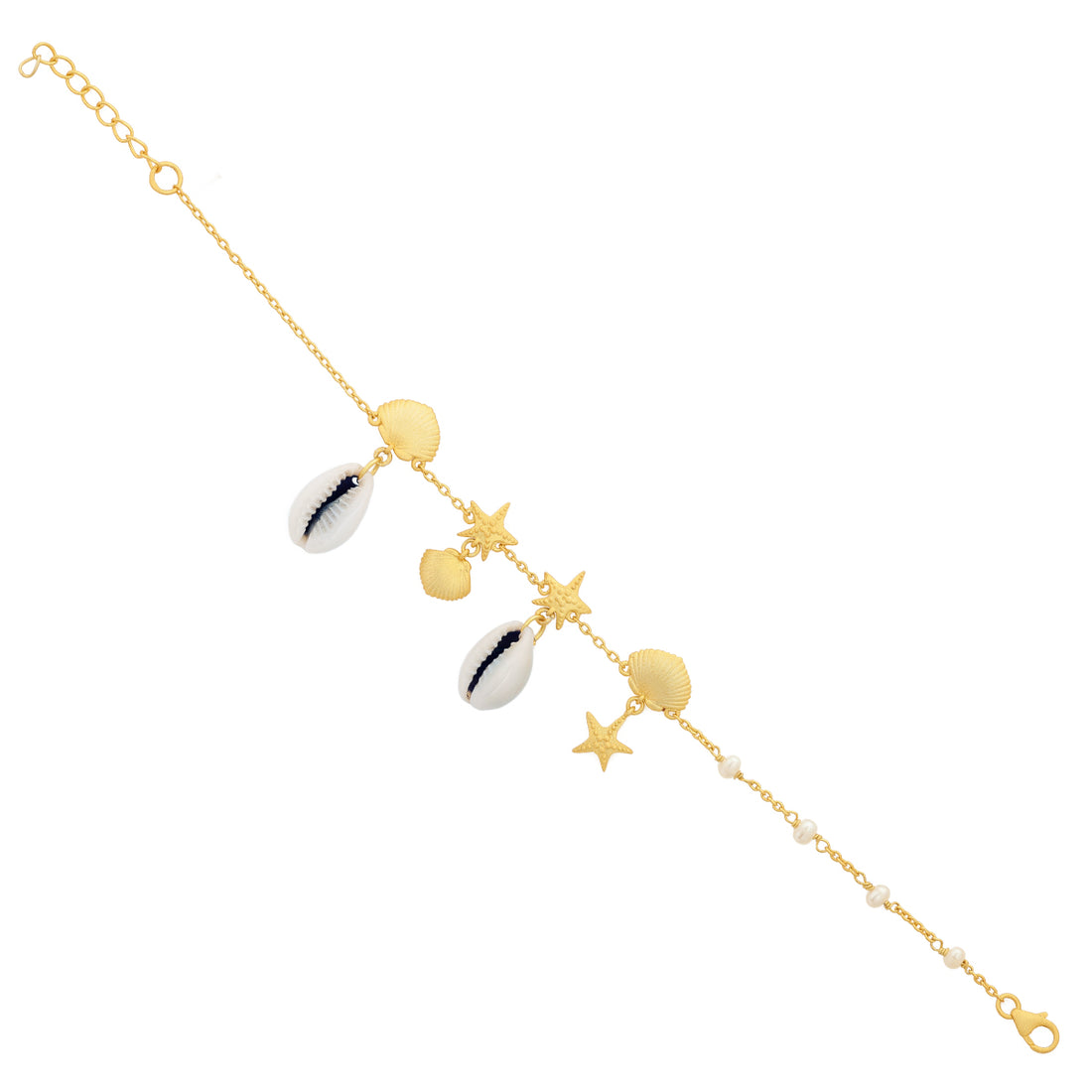 Cowrie Shoreline Sterling Silver Gold Plated Bracelet