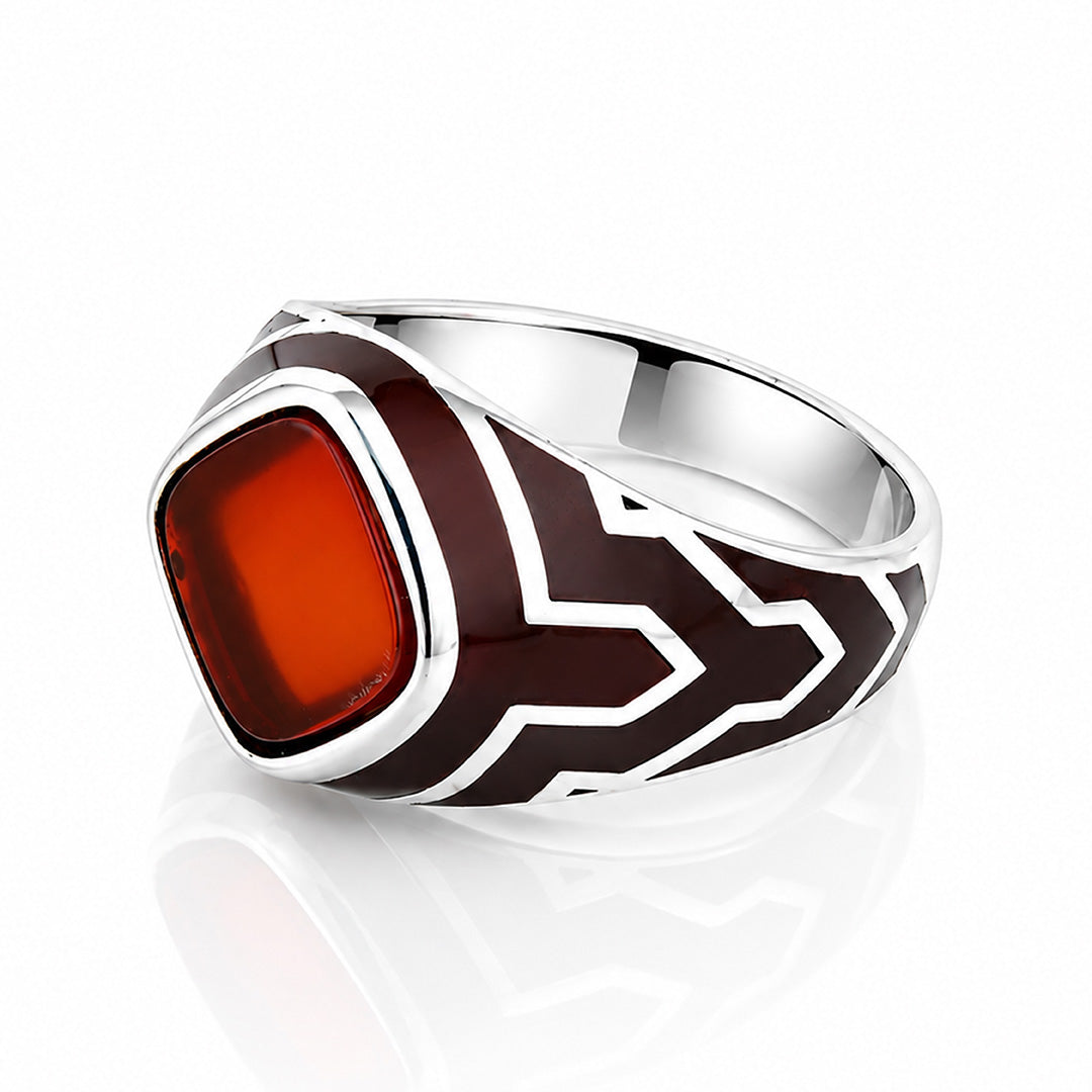 Crimson Geometric Majesty 925 Sterling Silver Ring