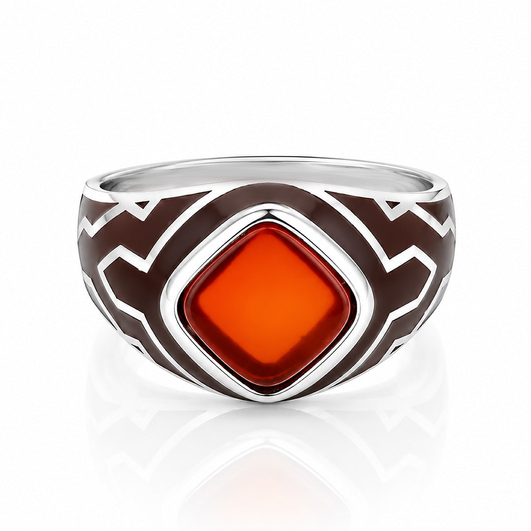 Crimson Geometric Majesty 925 Sterling Silver Ring