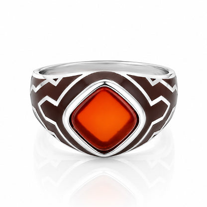 Crimson Geometric Majesty 925 Sterling Silver Ring