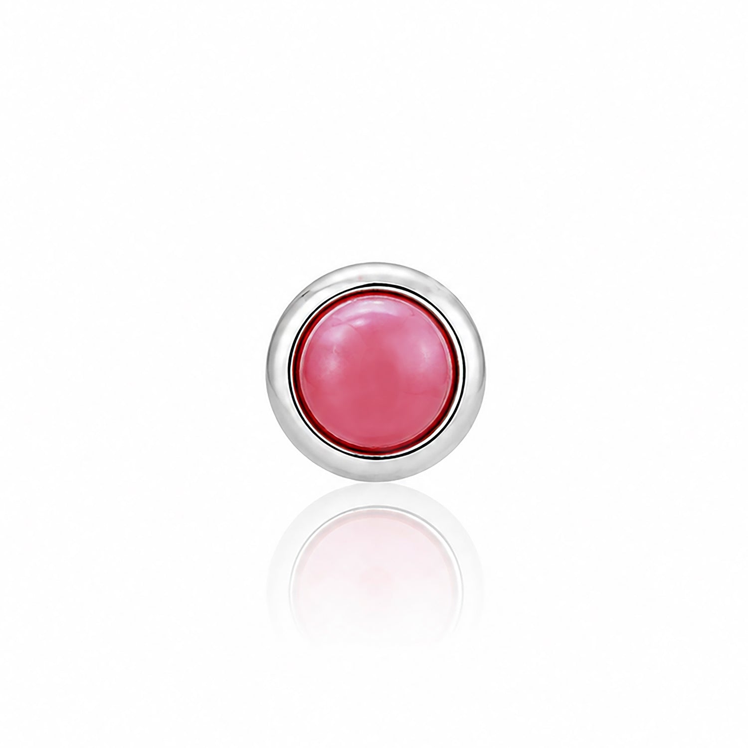 Crimson Blush Bezel Red Gemstone Silver Nose Pin