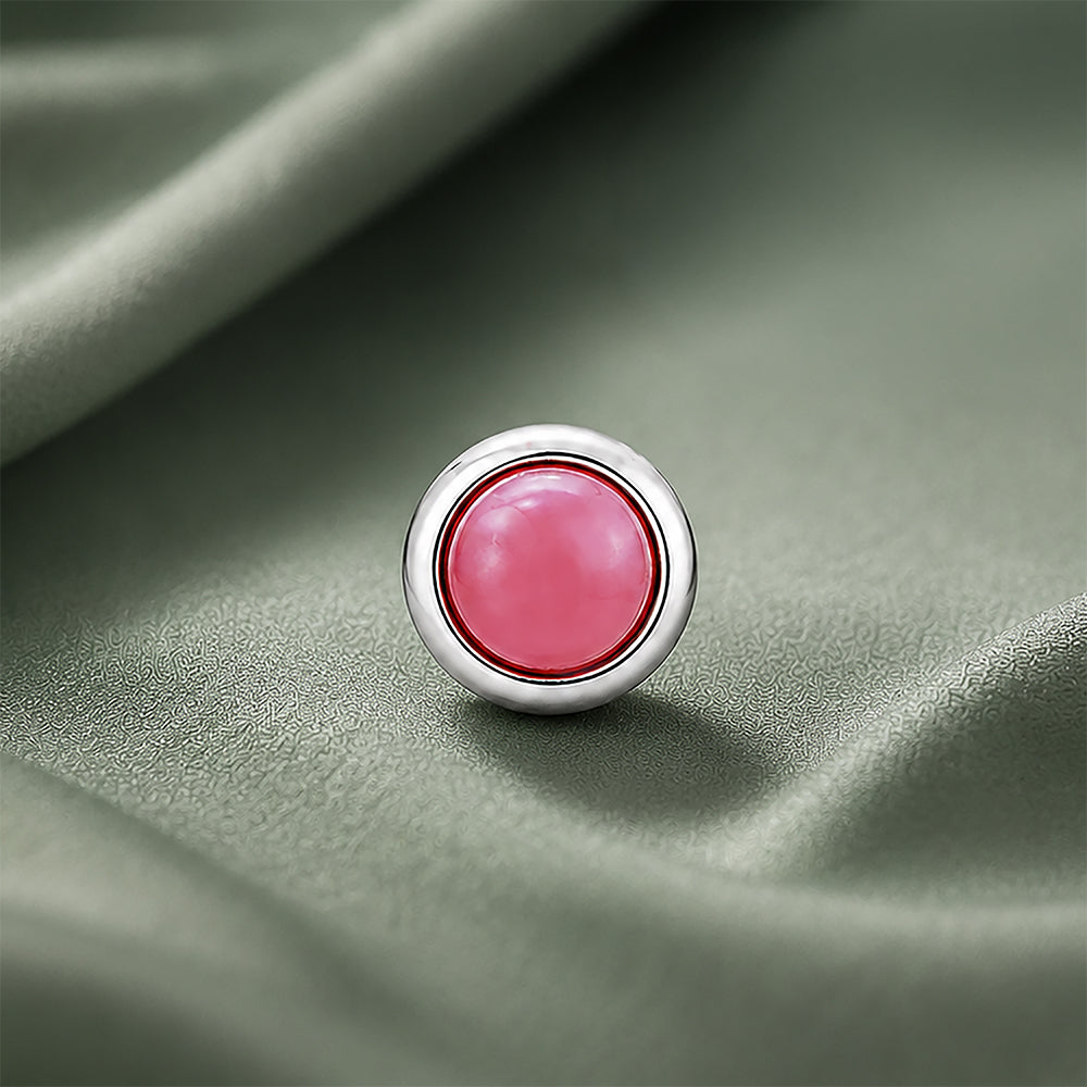 Crimson Blush Bezel Red Gemstone Silver Nose Pin