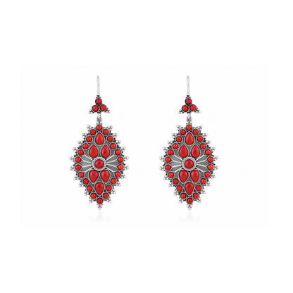Crimson Coral Bloom 925 Sterling Silver Signature Earrings