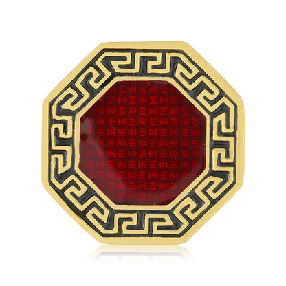 Crimson Edge Gold Plated Octa Coat Pin
