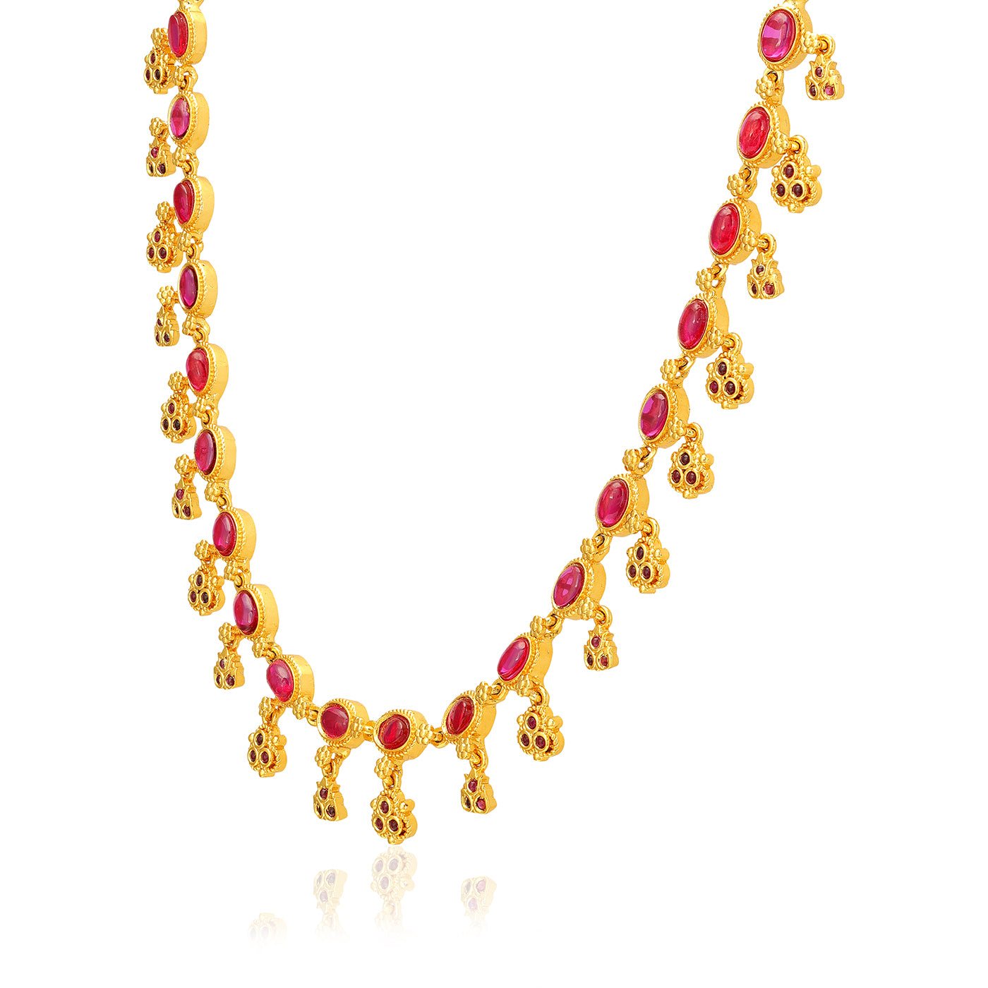 Crimson Gold Plated Trio Drop Necklace 