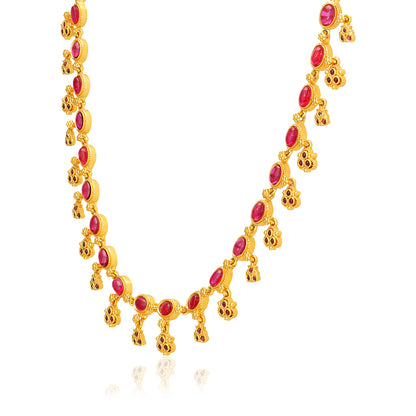 Crimson Gold Plated Trio Drop Necklace 