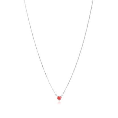 Crimson Radiance Red Heart Rhodium Plated Chain Pendant