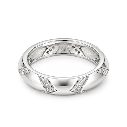 Criss-Cross Pave Diamond Cut Sterling Silver Ring
